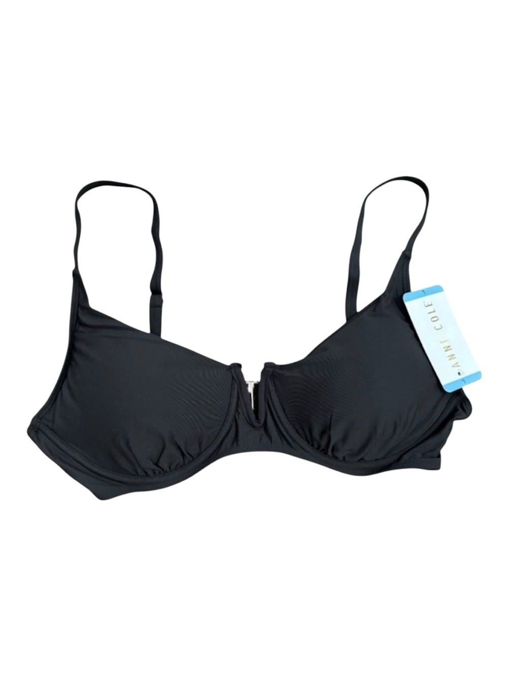 Anne Cole Black V-Wire Underwire Bikini Swim Top L New With Tags Swim Bra NWT